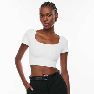 Aritzia Babaton Sculpt Knit Squareneck Top - Poetic Pink